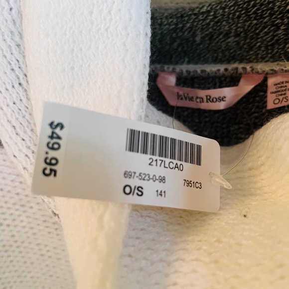 La Vie En Rose Colour Block White Grey Knitted Turtleneck Poncho One Size - Picture 8 of 14